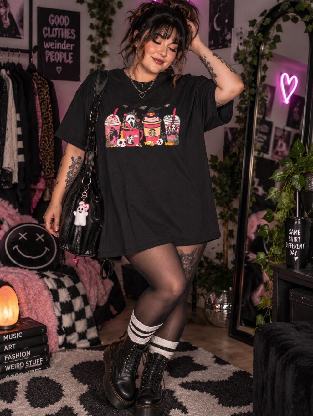 Oversized Spooky Graphic Tee Women's Streetwear Horror Alt Boyfriend 3X